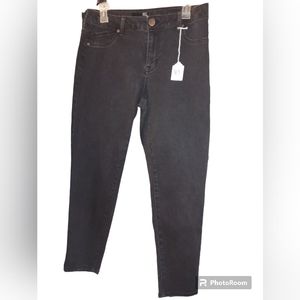 1822 DENIM BLACK STRETCH SZ 12P, STRAIGHT LEG JEANS
